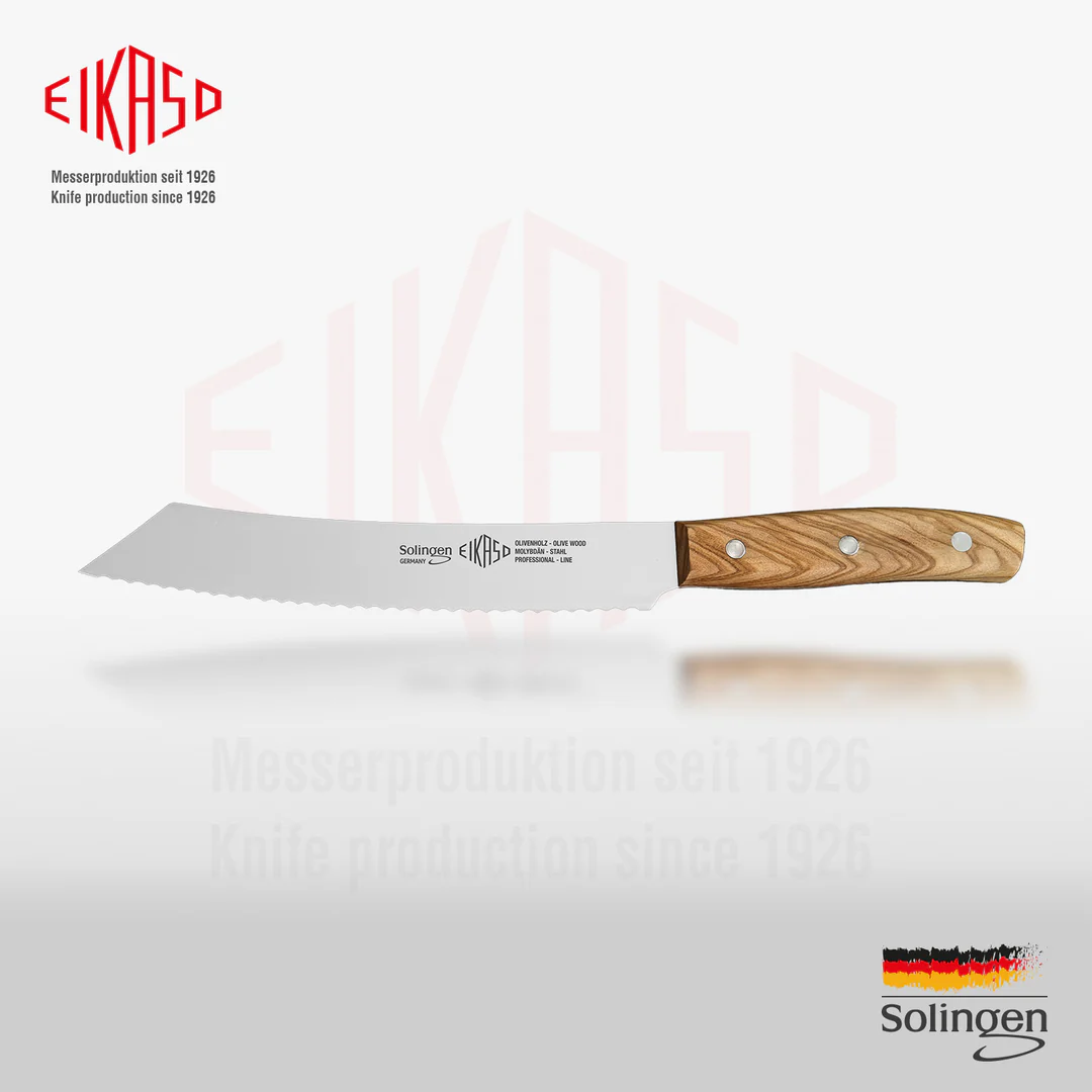 EIKASO SOLINGEN - LAZERLİ EKMEK BIÇAK 21 CM / 34 CM G-LINE ZEYTİN AĞACI SAPLI
