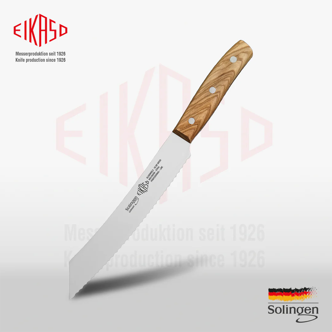 EIKASO SOLINGEN - LAZERLİ EKMEK BIÇAK 21 CM / 34 CM G-LINE ZEYTİN AĞACI SAPLI